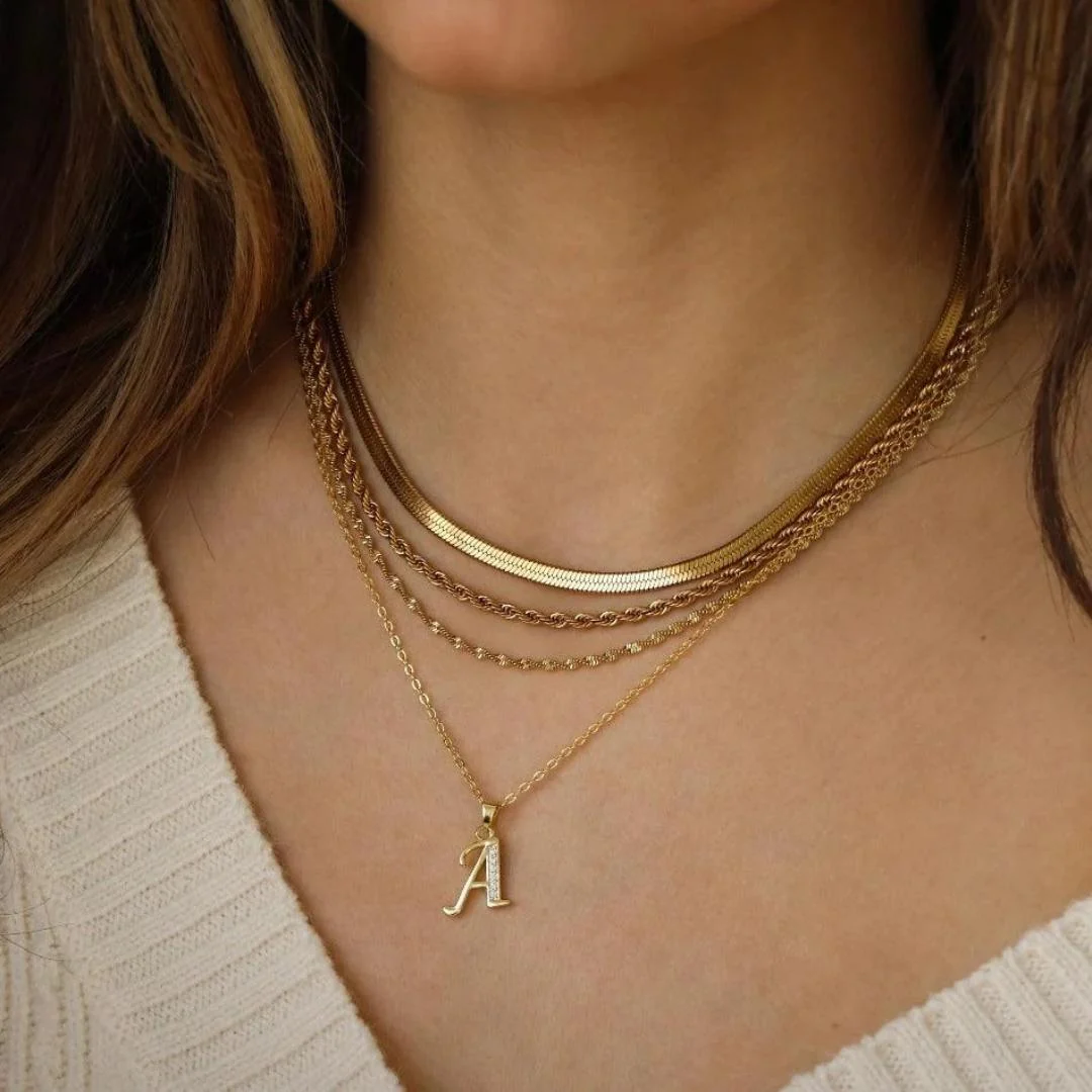 Necklace Herringbone Chain Waterproof Layering Jewelry